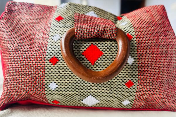 Handcrafted Woven Tote Bag – Wooden Handle Edition