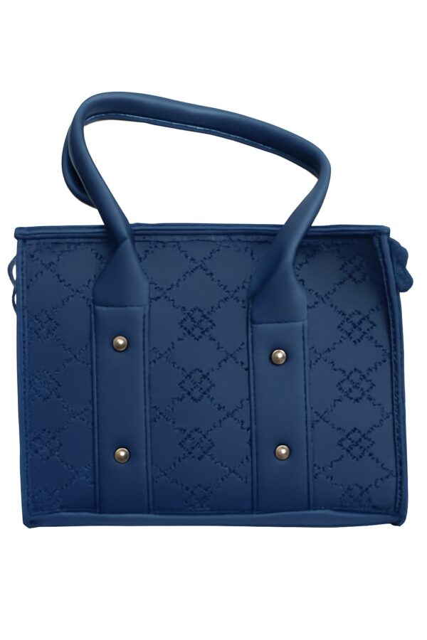 Stylish Blue Quilted Leather Handbag